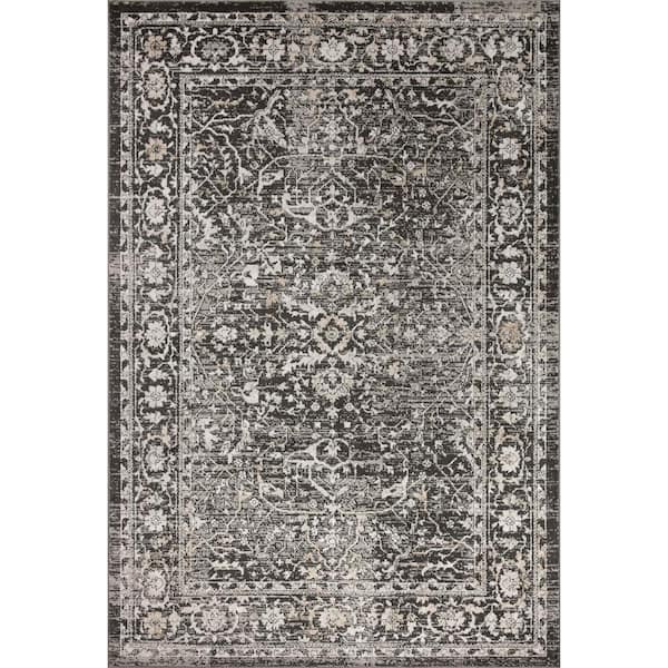LOLOI II Odette Charcoal/Silver 9 ft. 2 in. x 9 ft. 2 in. Round Oriental Area Rug