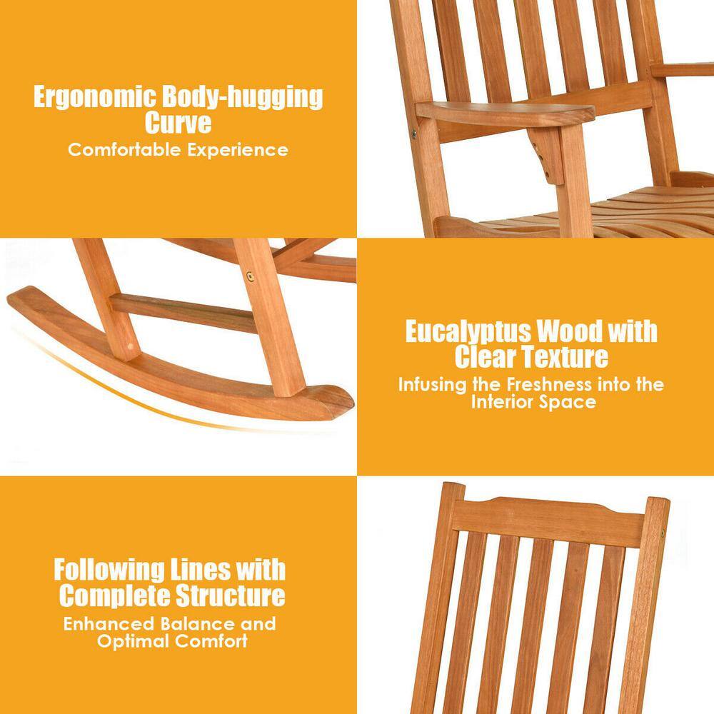 Natural Eucalyptus 3-Piece Rocking Chair and Table Set