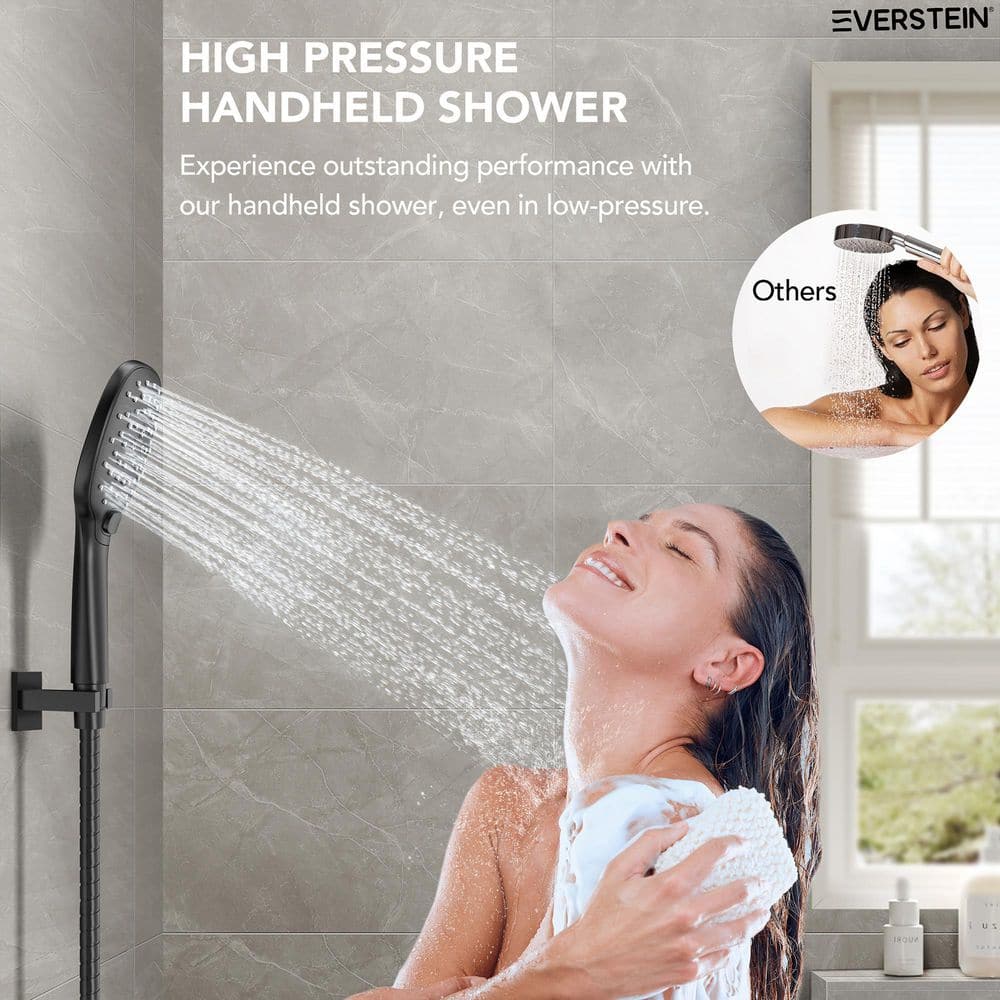 Matte Black Wall Mount Dual Shower Heads with Handheld and Valve