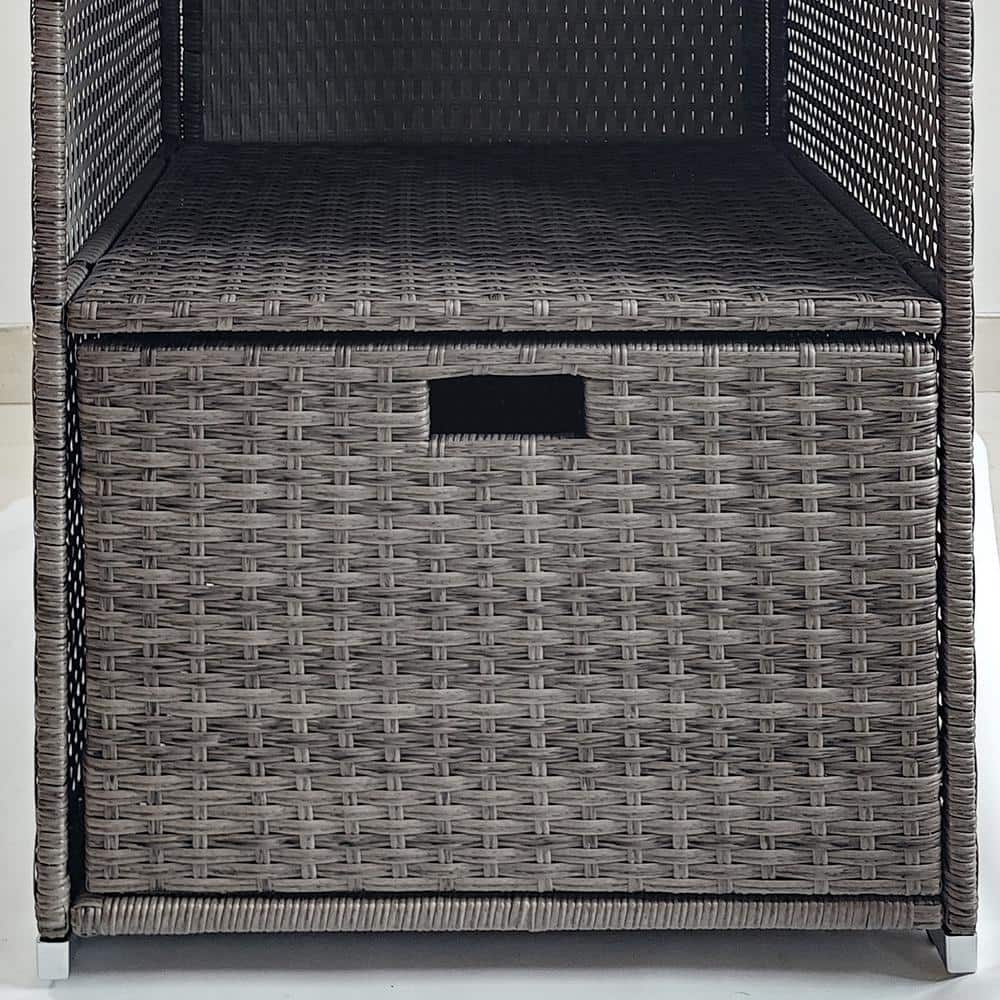 Mixed Gray Wicker Outdoor Storage Cabinet with Shelves
