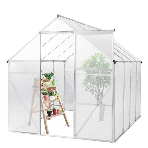 Karl home 6 ft. W x 8 ft. D x 6ft. H Grey Walk-in Hobby Greenhouse
