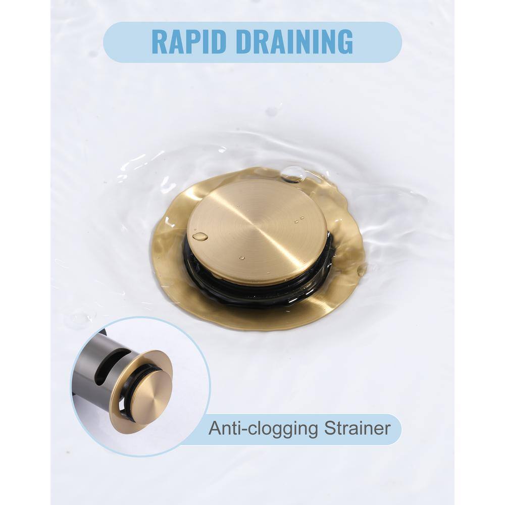 Brushed Gold Pop-Up Bathroom Sink Drain with Overflow