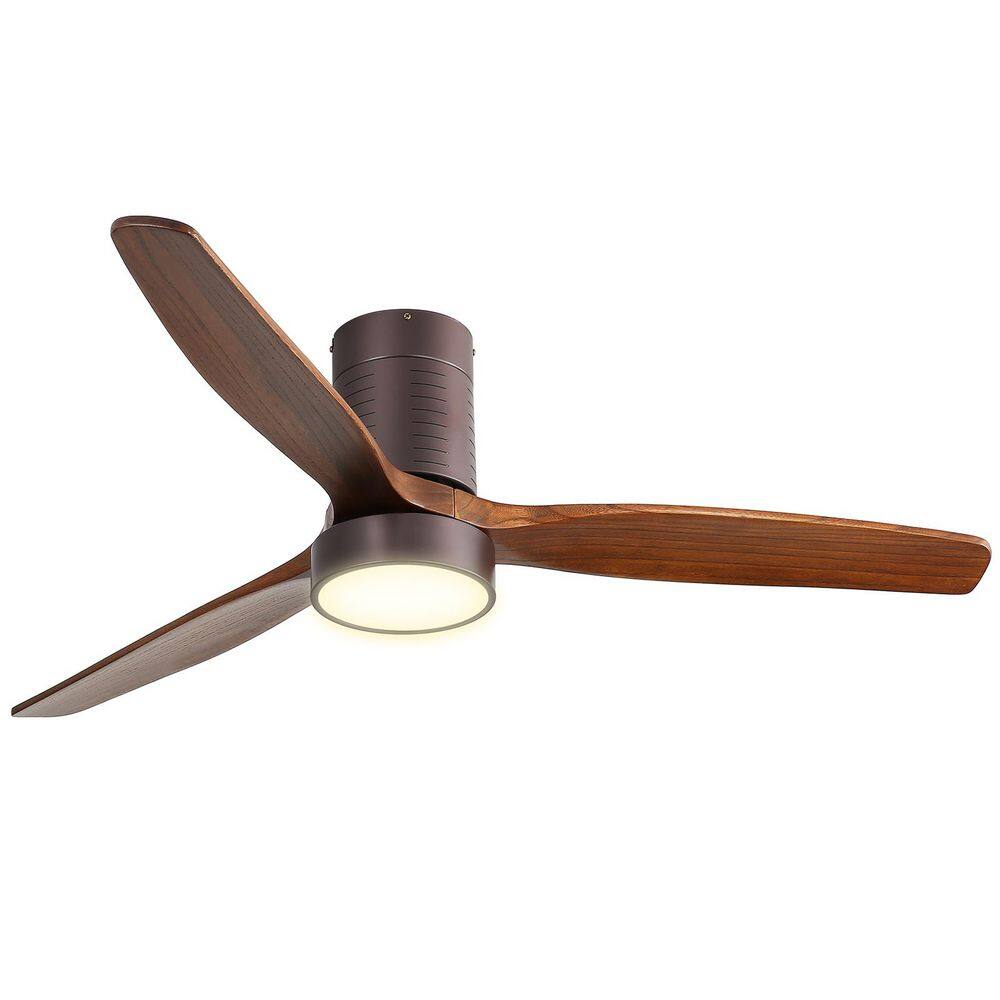 48 in. LED Indoor/Outdoor Flush Mount Black Ceiling Fan with 3-Solid Wood Blades, 6-Speed DC Remote Control price history on PriceWatchPro