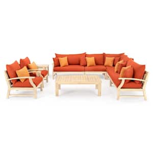 Kooper 9-Piece Wicker Patio Deep Seating Conversation Set with Sunbrella Tikka Orange Cushions