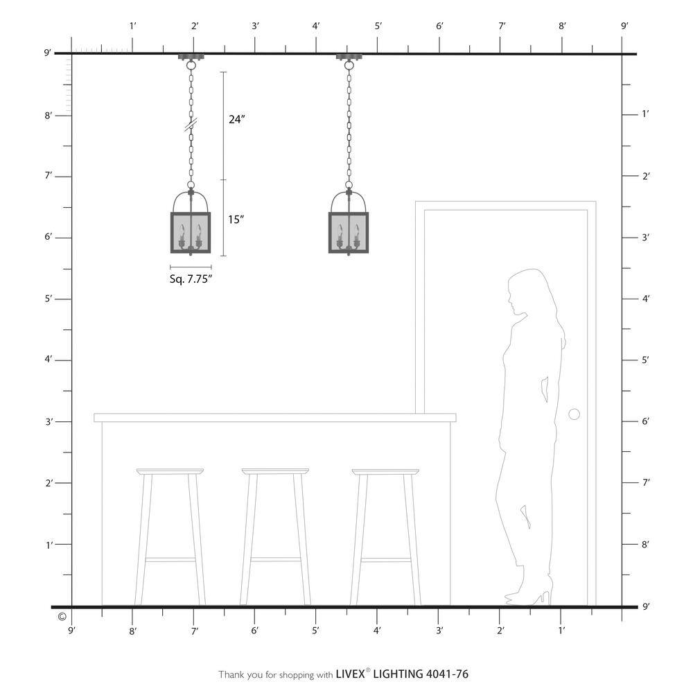Scandinavian Gray Brass and Glass 2-Light Mini Pendant