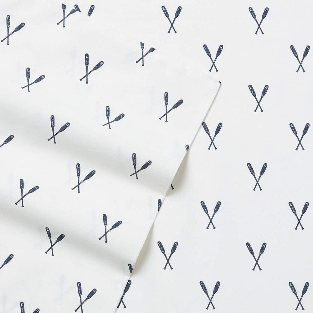 Full White Cotton Percale Nautical Sheet Set