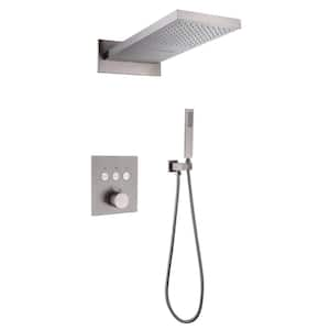 2-Spray Patterns with 2 GPM 10 in. Tub Wall Mount Dual Shower Heads in Spot Resist Brushed Nickel