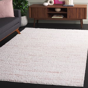 Rumi Shag 5 ft. x 8 ft. Pink/Ivory Abstract Striped Area Rug