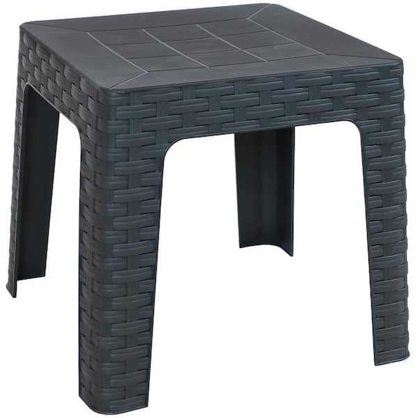 Sunnydaze 18 in. Gray Square Plastic Indoor/Outdoor Patio Side Table