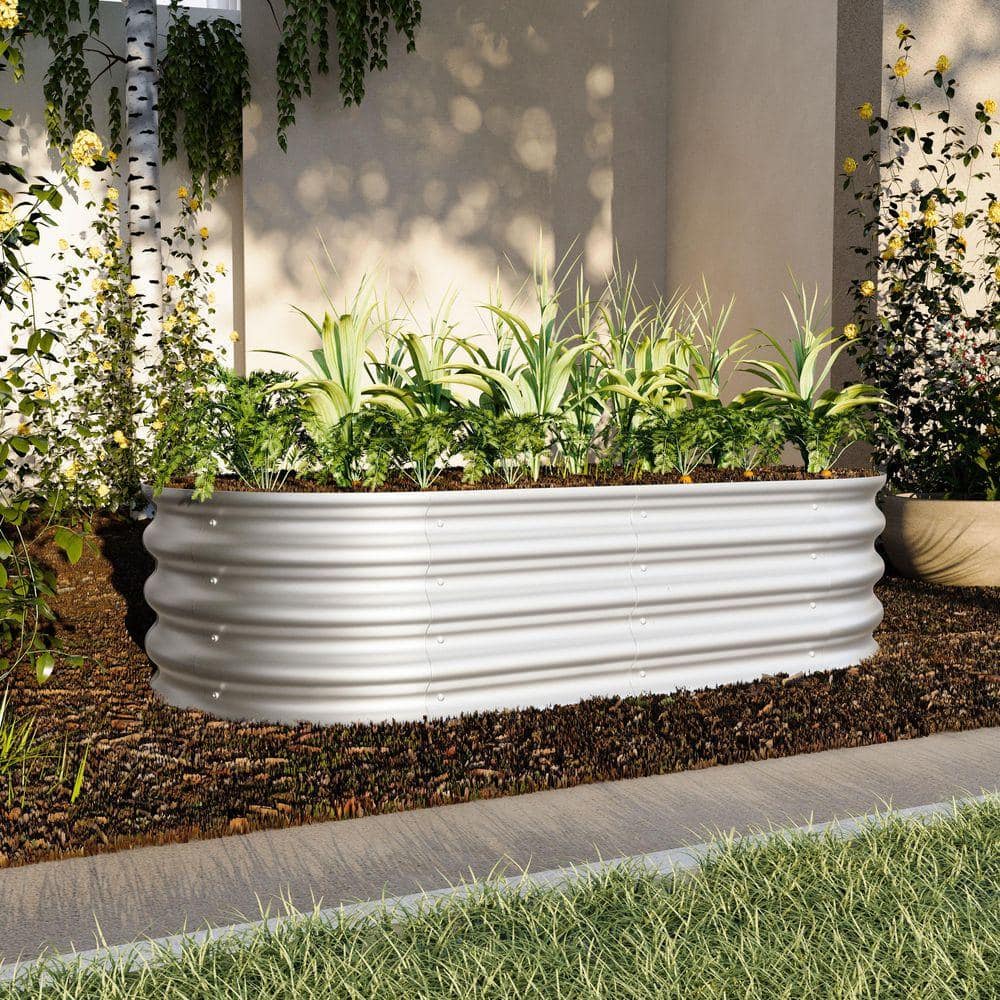 47 in. x 25 in. x 12 in. Silver Metal Raised Garden Bed Galvanized