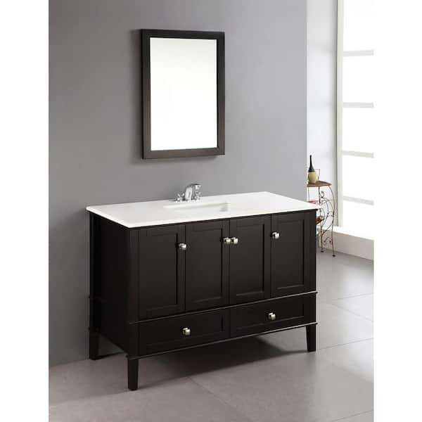 Max Chesapeake 48 In Bath Vanity, 48 Inch White Bathroom Vanity With Black Top