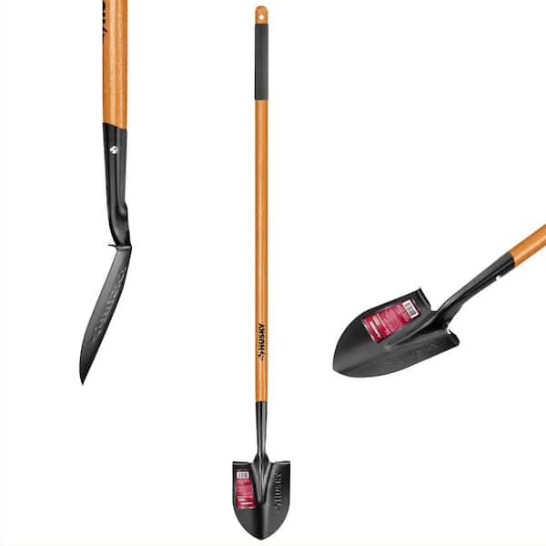 Husky 47 in. L Wood Handle Floral Carbon Steel Digging Shovel with