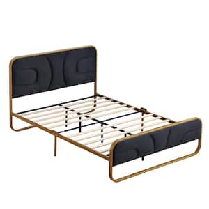 Black Frame Full Size Soft Velvet Platform Bed with 10 in. Under Bed Storage Supported by Metal and Wooden Slats
