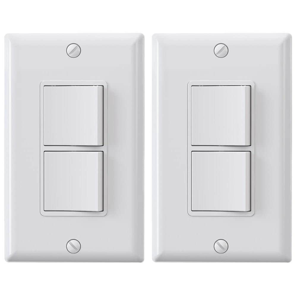 15 Amp Decorator Combination 2 Single Pole Rocker Switches, Wall Plate Included, White (2-Pack) price history on PriceWatchPro