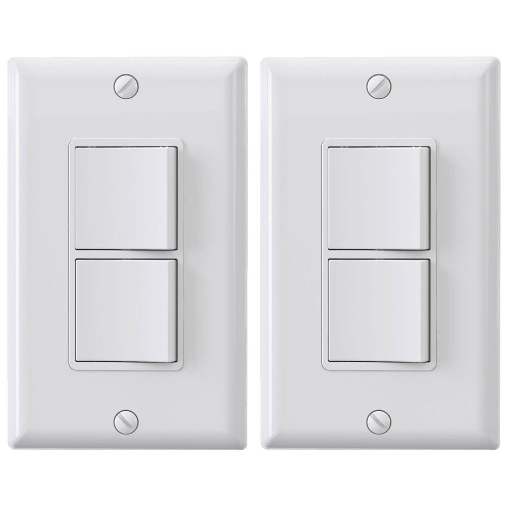 White Porcelain Double Rocker Switch Plate - Classic 4.7x4.7 Inch Wall Plate