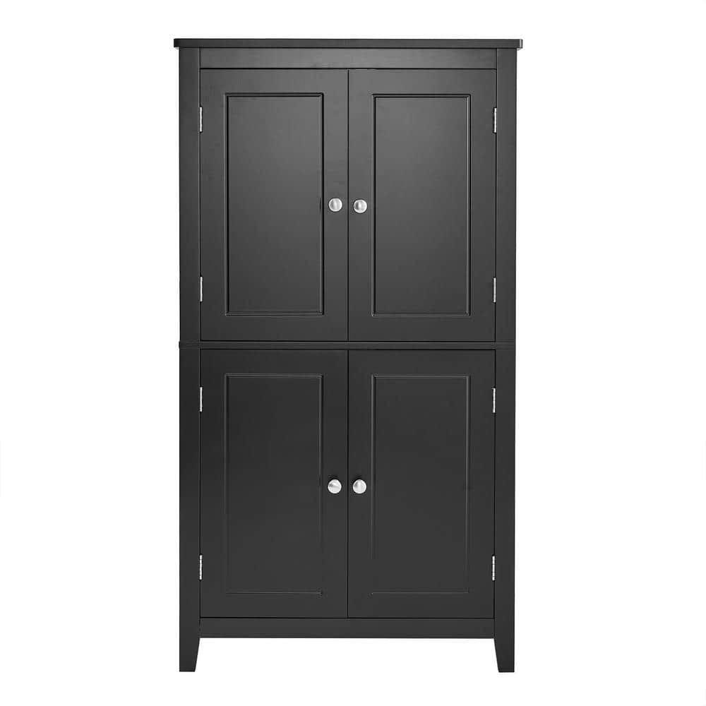 23.6 in. W x 11.8 in. D x 43.3 in. H Black Linen Cabinet with 4 Doors and A