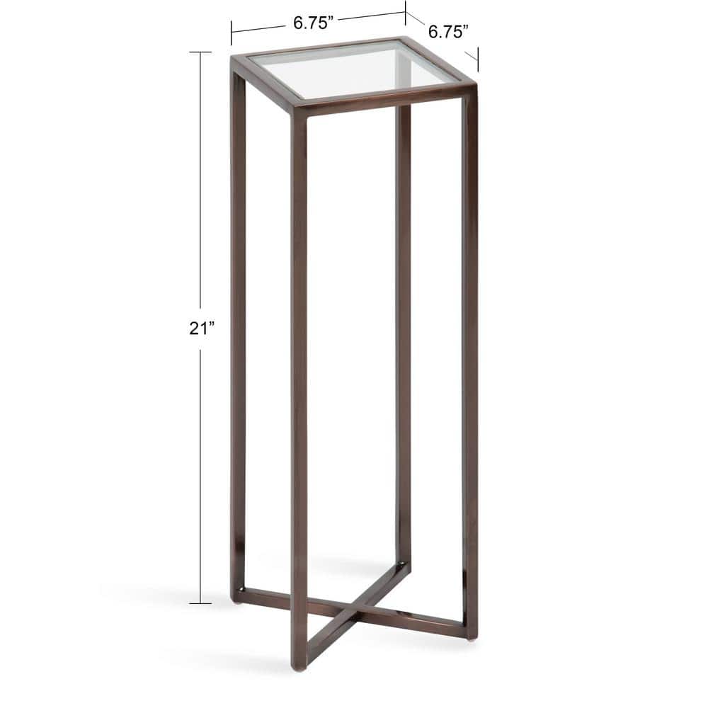 Jaspur Bronze Metal and Glass Square Drink Table