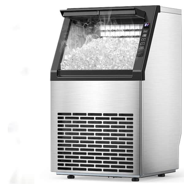 15.28 in. 80 lbs. Per Day Full Size Cubes Freestanding Built-in Ice Maker with 22 lbs. Storage in Stainless Steel Silver