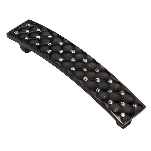 Wisdom Stone Gabrielle 3-3/4 in. Oil Rubbed Bronze with Clear Crystal Cabinet Pull