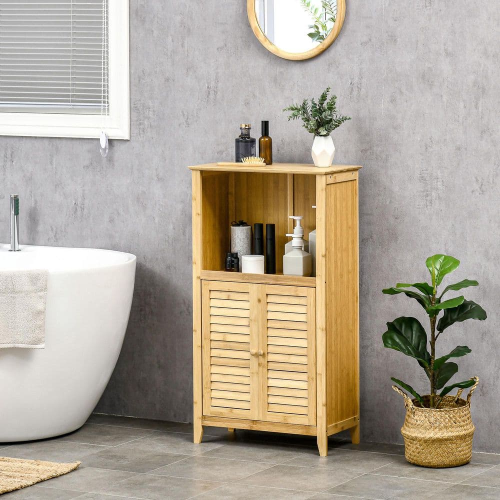20 in. W x 10 in. D x 36.25 in. H Brown Floor Linen Cabinet with Multiple Shelves and Doors price history on PriceWatchPro