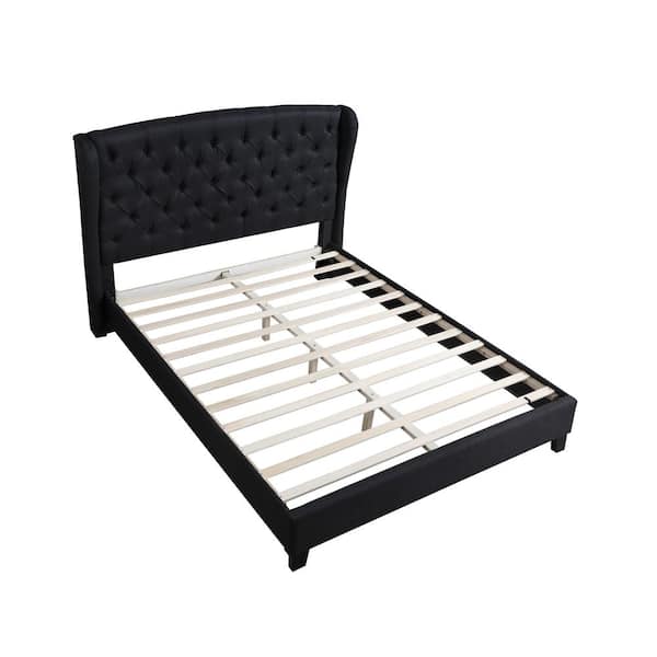 Unbranded Spade Black Queen Upholstered Linen Blend Platform Bed