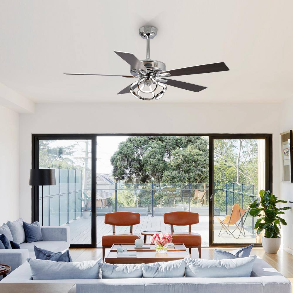 52'' Chrome Ceiling Fan with LED Light and Remote