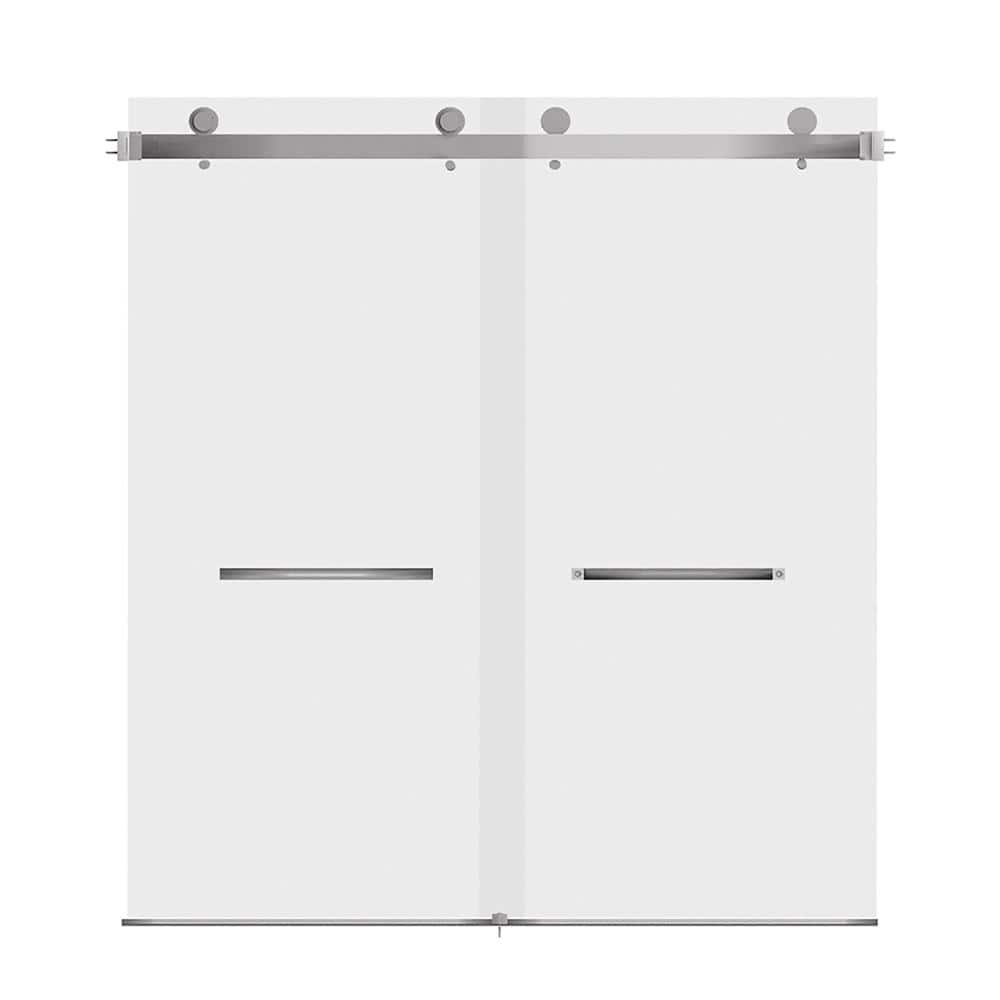56-60 in. W x 76 in. H Frameless Double Sliding Shower Door in Brushed Nickel, 3/8 in. Clear Tempered Glass price history on PriceWatchPro