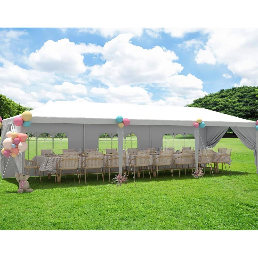 White Polyethylene 10x30 Outdoor Party Canopy Tent with Sidewalls