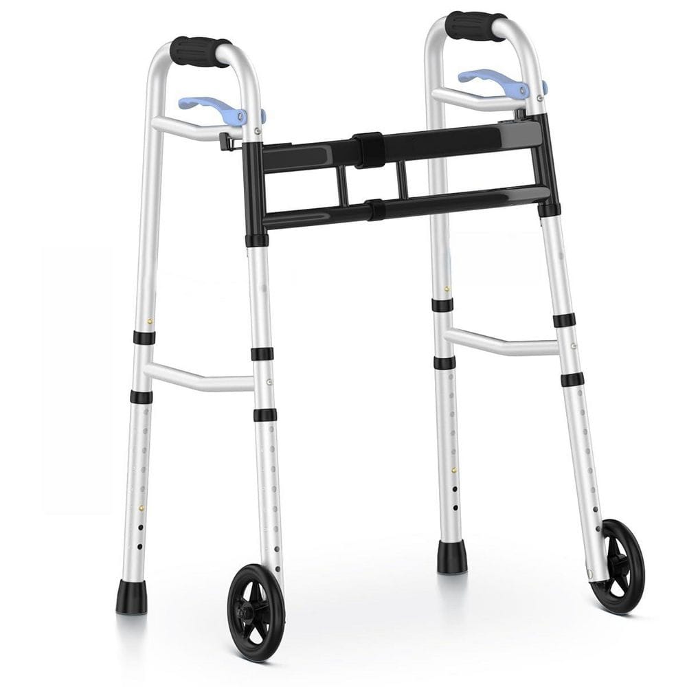 Wudkey Black Aluminum Narrow Folding Walker with Trigger Release
