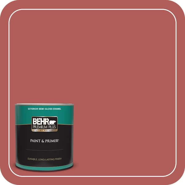 BEHR PREMIUM PLUS 1 qt. #160D-6 Pottery Red Semi-Gloss Enamel Exterior Paint & Primer