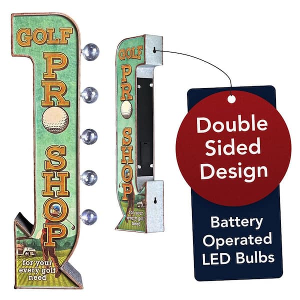 Vintage Metal LED Marquee Sign Golf Pro Shop Sign 27 in. x 6 in. x 3 in.