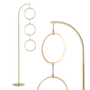 Nova 74 in. Antique Brass Industrial 3-Light LED Energy Efficient Floor Lamp with Built-In 3-Way Dimmer Function