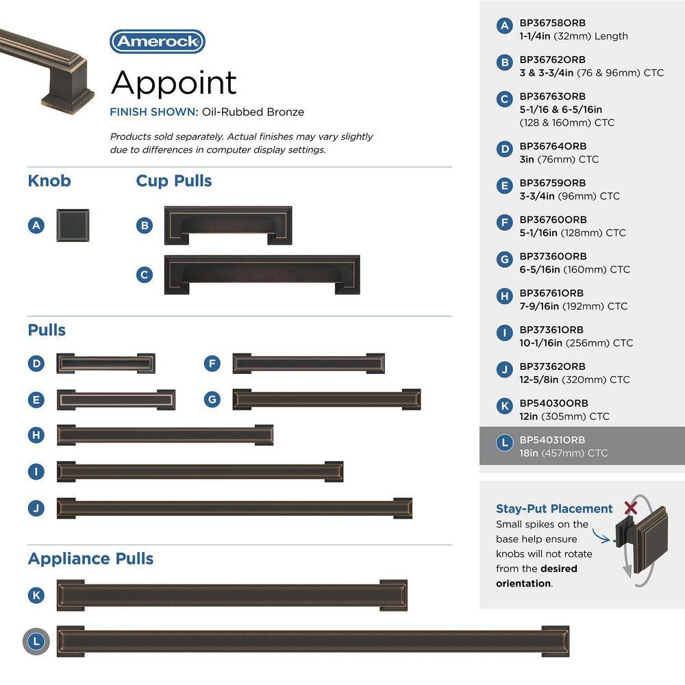 Amerock 18-inch Oil Rubbed Bronze Appliance Pull with Mounting Hardware