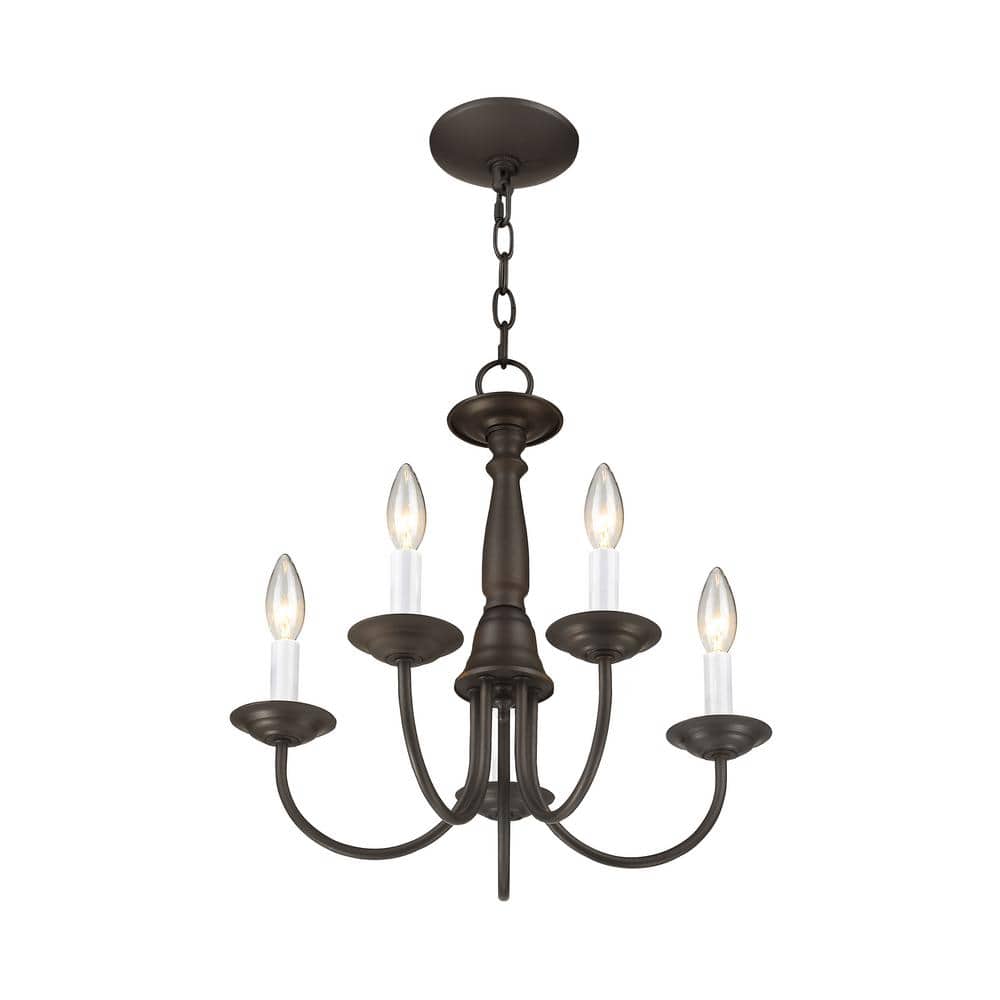 Elegant Bronze 5-Light Chandelier with Steel Finish and Chain Hang