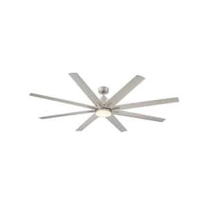 Bluffton 72 in. W x 14.87 in. H Integrated LED Indoor/Outdoor Satin Nickel Ceiling Fan with Frosted Glass Shade