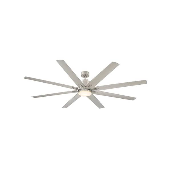 Savoy House Bluffton 72 in. W x 14.87 in. H Integrated LED Indoor/Outdoor Satin Nickel Ceiling Fan with Frosted Glass Shade