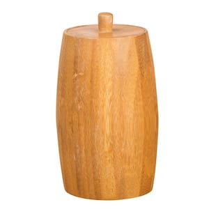 Natural Bamboo Barrel Shaped Cotton Ball Holder Cotton Swab Organizer Bathroom Storage Jar Container