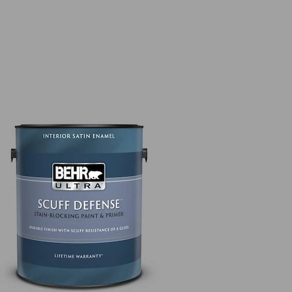 BEHR ULTRA 1 gal. #PPU26-06 Elemental Gray Extra Durable Satin Enamel Interior Paint & Primer