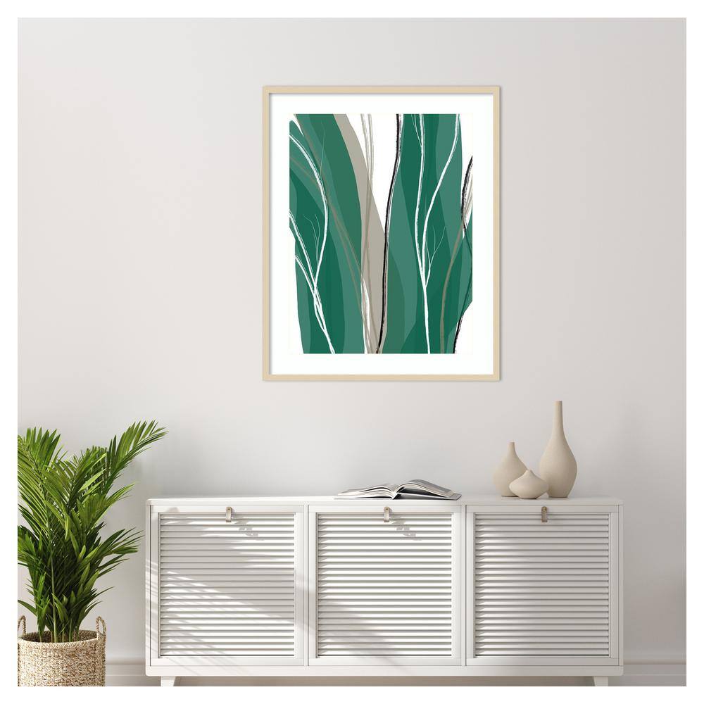 Sea Meadow IV Green and Beige Abstract Framed Wall Art