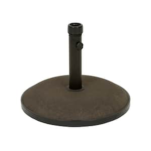 55 lbs. Steel Pole and Concrete Round Patio Umbrella Base with Tightening Knob in Brown