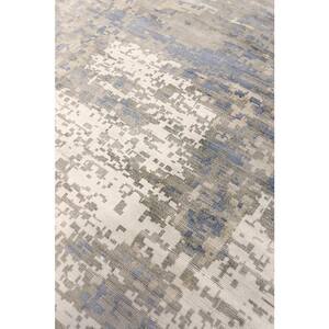 Mirage Grey/Blue 10 ft. x 14 ft Abstract Bamboo Silk Area Rug