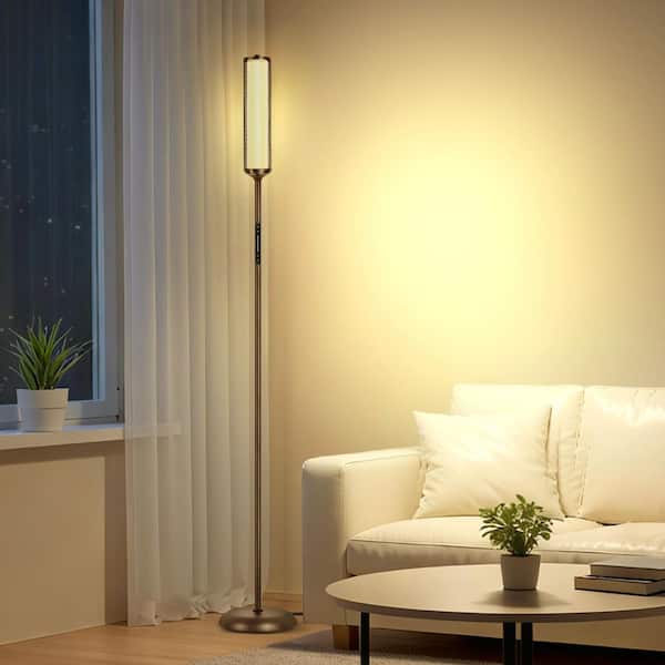 66 in. Brown Integrated LED Net-like Ambient Light RGB Standard Floor Lamp with Bluetooth Control