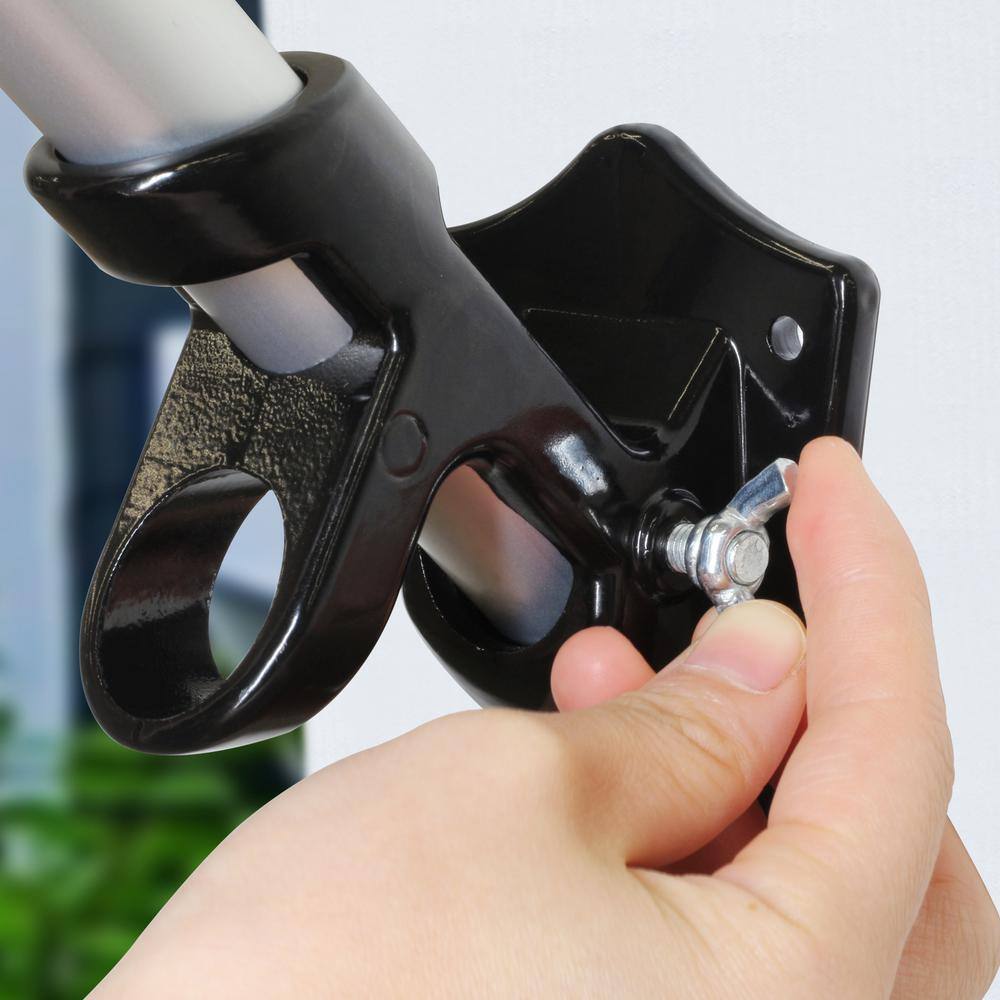 Black Cast Iron Dual-Position Flag Pole Holder Bracket