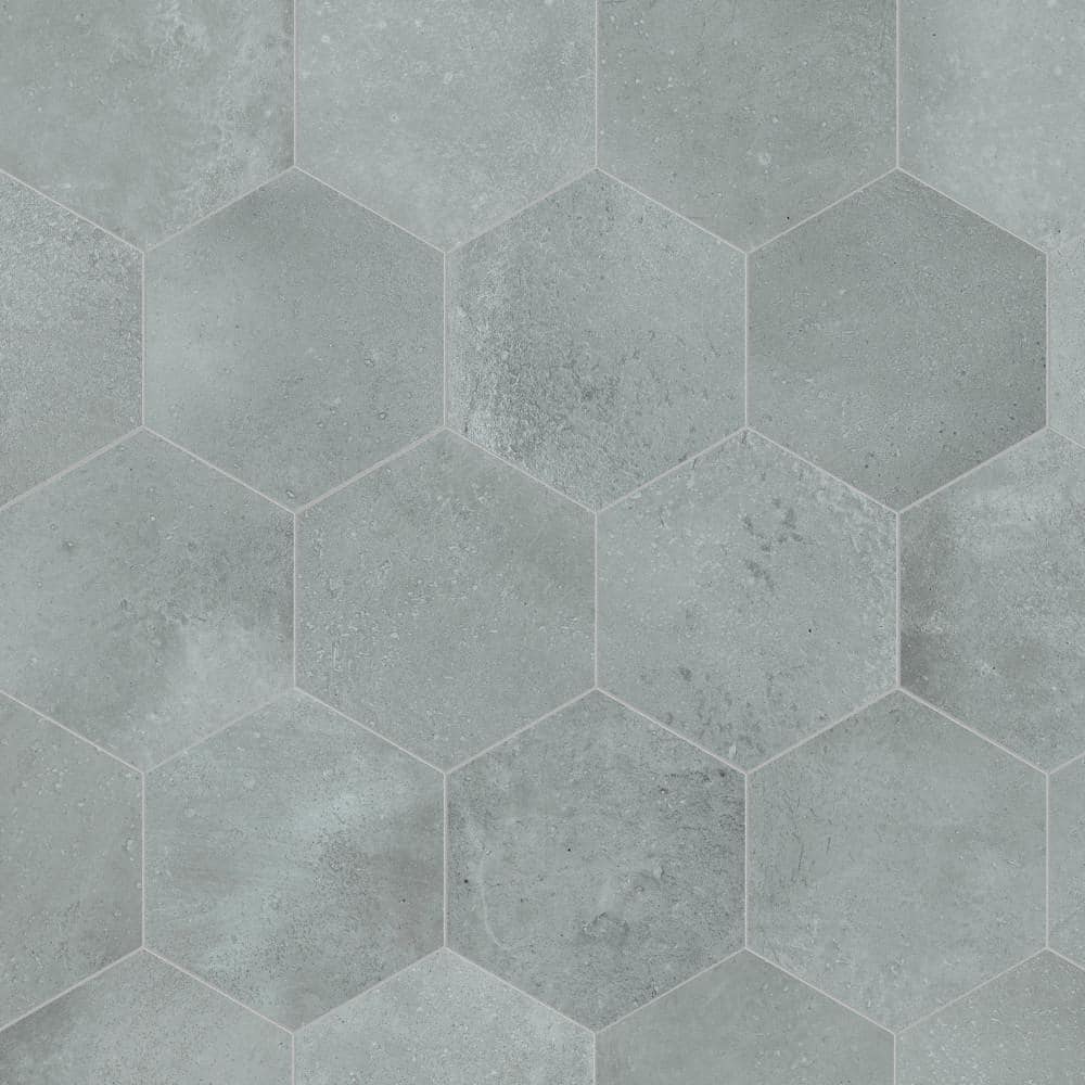 Merola Tile Aspdin Hex Grey 8-5/8 in. x 9-7/8 in. Porcelain Floor and ...