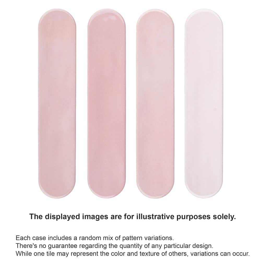 Rosa Pink Polished Ceramic Subway Wall Tile 2x9