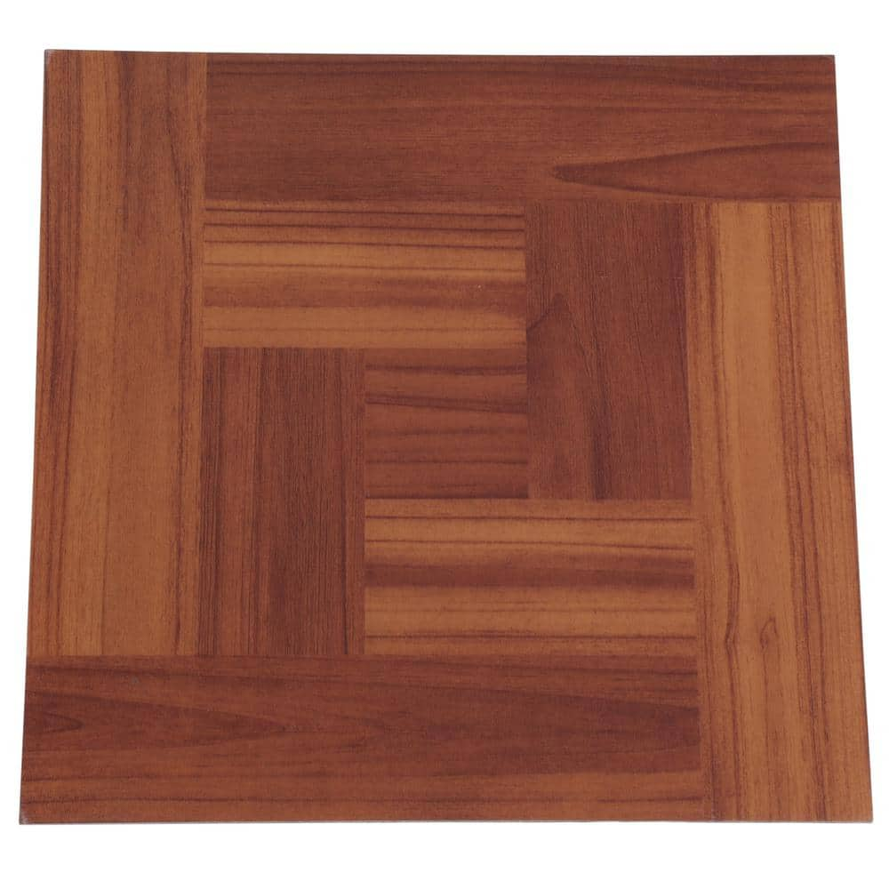 Buy Red Oak Parquet 12 in. x 12 in. Peel and Stick Vinyl Tile Flooring ...