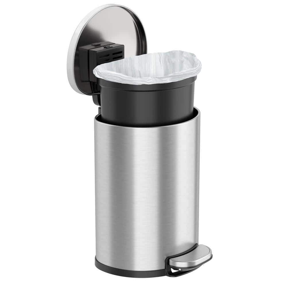 Stainless Steel Semi-Round 2 Gallon Step Trash Can with Odor Filter