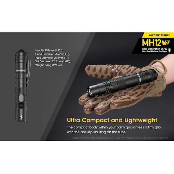 NITECORE 1200 Lumens LED Rechargeable Flashlight MH12 v2 - The