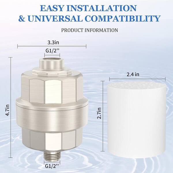 R7 Shower Filter High Put Shower Water Filter For Hard Water 99.99% Remove Chlorine, Heavy Metals, Shower Water Softener, Improve Your Skin And Hair, Bathroom Fixture Hardware Parts, Brushed Nickel
