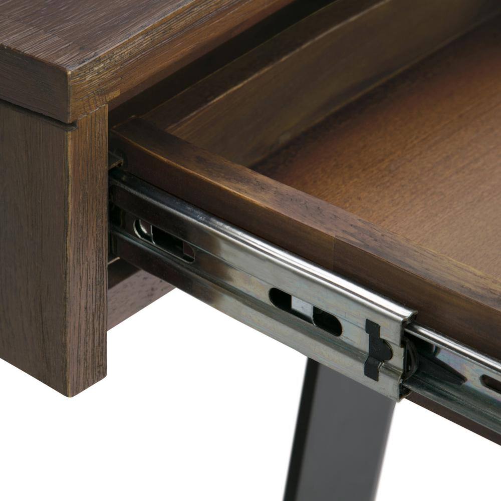 Rustic Natural Aged Brown Acacia Wood Desk with Drawers